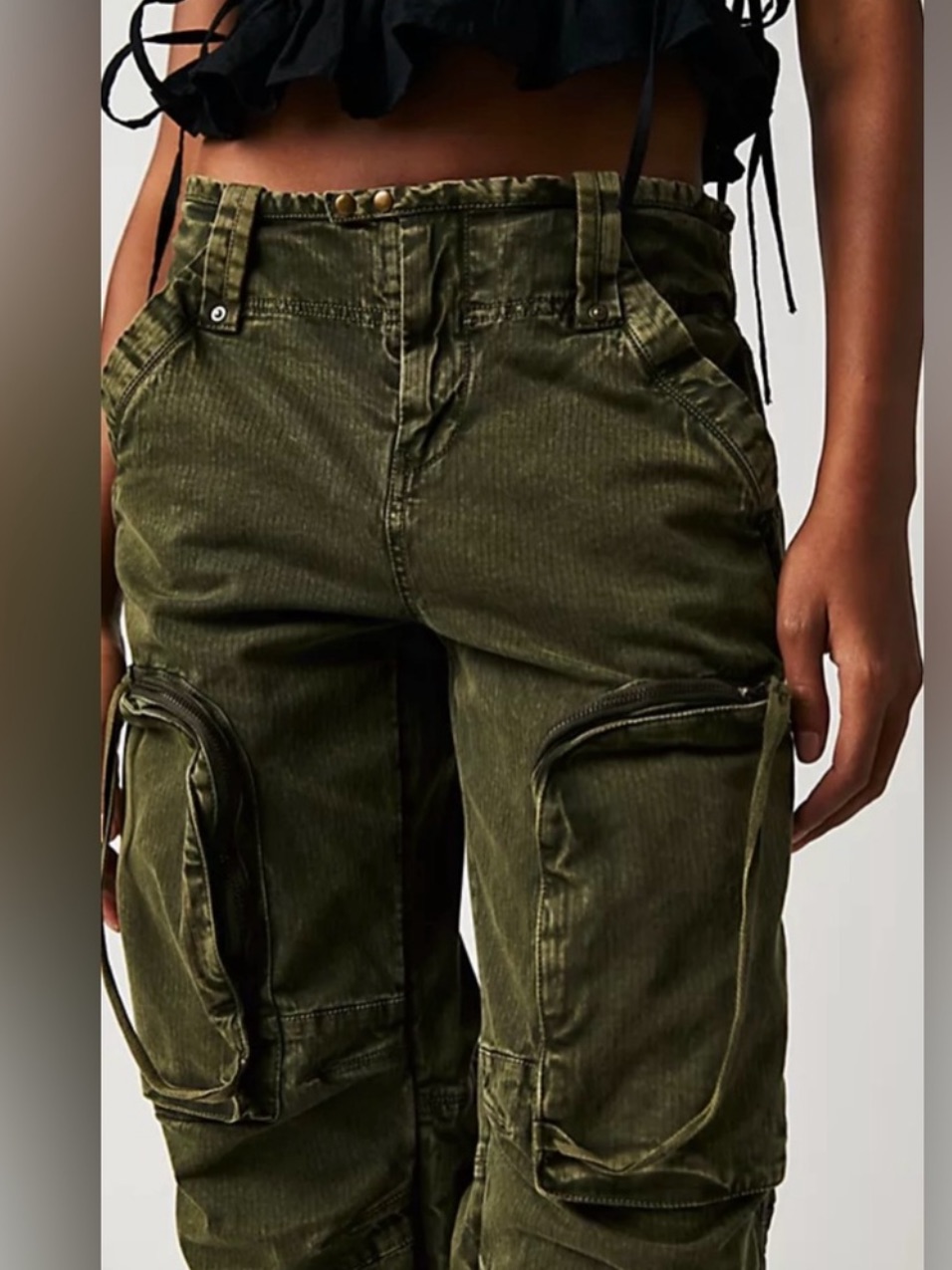 Nwt Free People Can't Compare Slouch Cargo Pants In Dusty Olive Sz: L